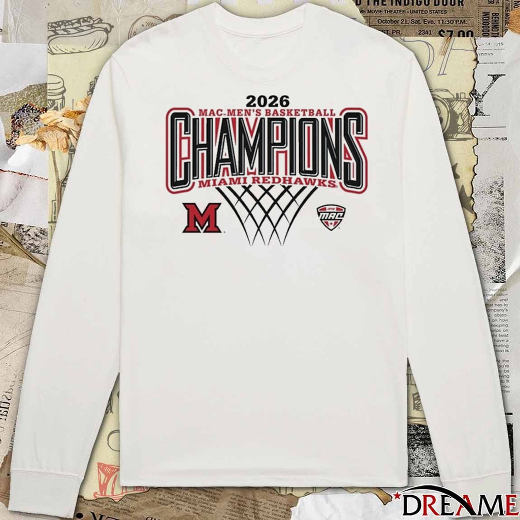 2026 MAC Men’s Basketball Regular Season Champions Miami RedHawks White t-shirt