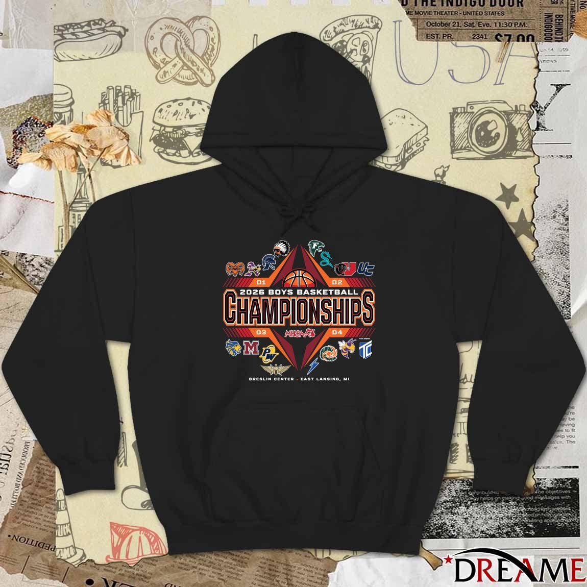2026 MHSAA Boys Basketball Championships Breslin Center East Lansing MI Logos t-shirt