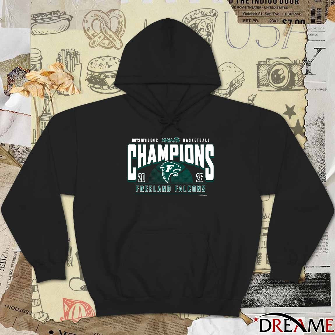 2026 MHSAA Boys Basketball D2 Champions Freeland Falcons t-shirt