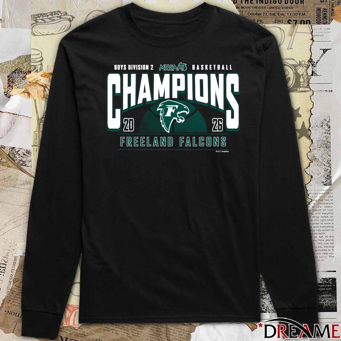 2026 MHSAA Boys Basketball D2 Champions Freeland Falcons t-shirt