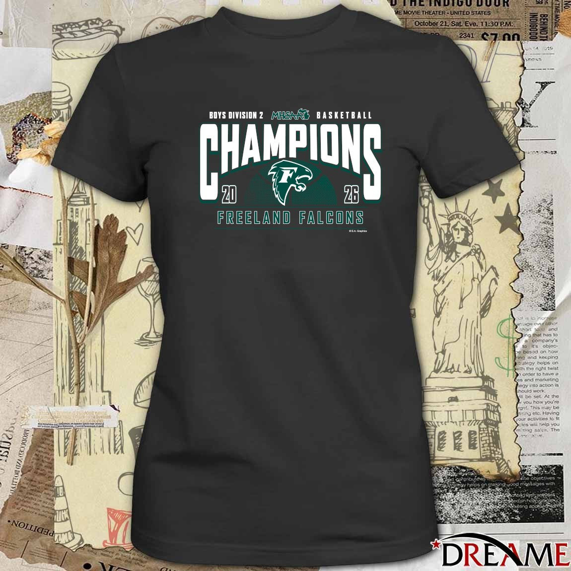 2026 MHSAA Boys Basketball D2 Champions Freeland Falcons t-shirt