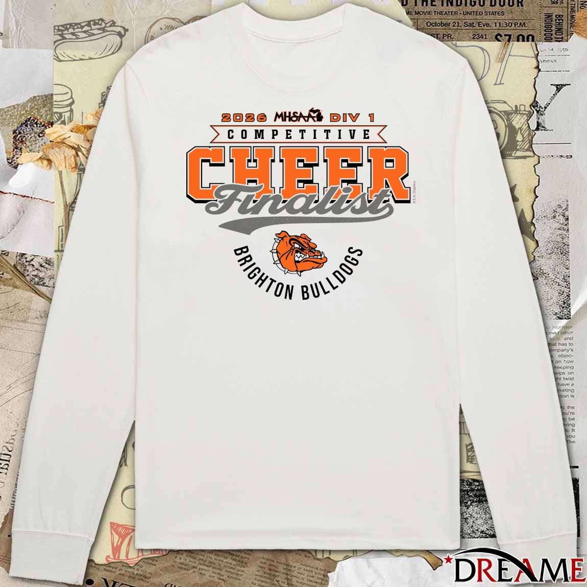 2026 MHSAA Competitive Cheer D1 Finalist Brighton Bulldogs t-shirt