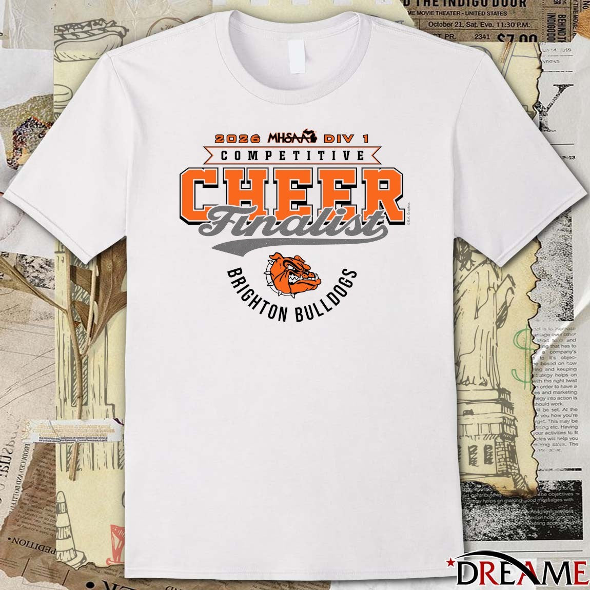 2026 MHSAA Competitive Cheer D1 Finalist Brighton Bulldogs t-shirt
