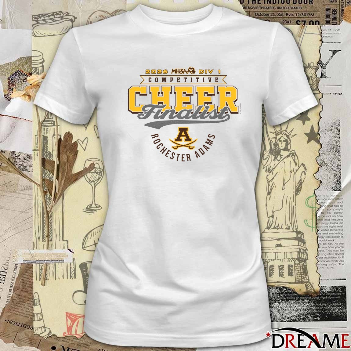 2026 MHSAA Competitive Cheer D1 Finalist Rochester Adams Highlanders t-shirt