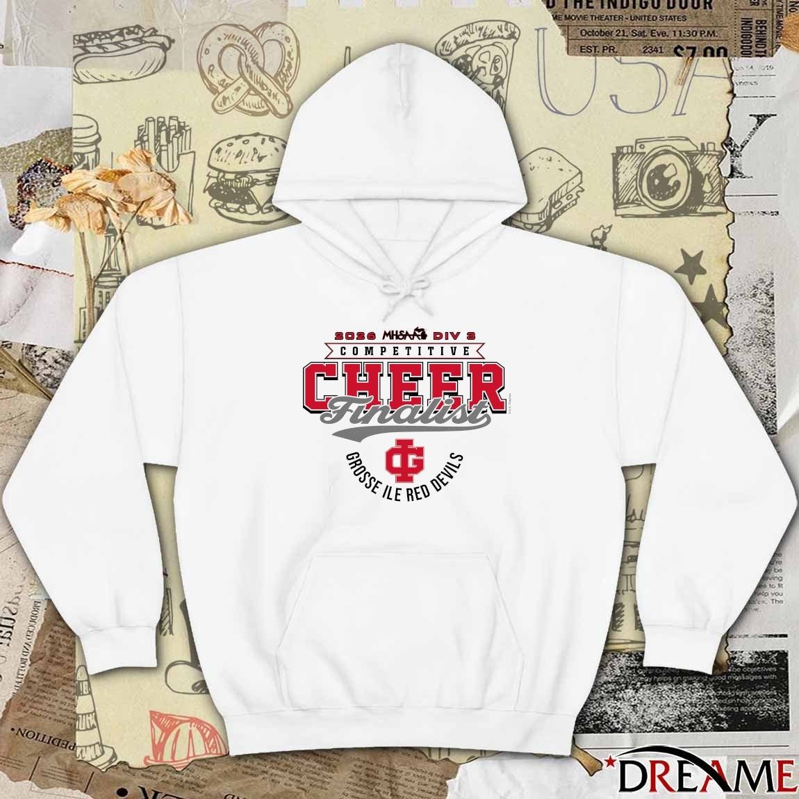 2026 MHSAA Competitive Cheer D3 Finalist Grosse Ile Red Devils t-shirt