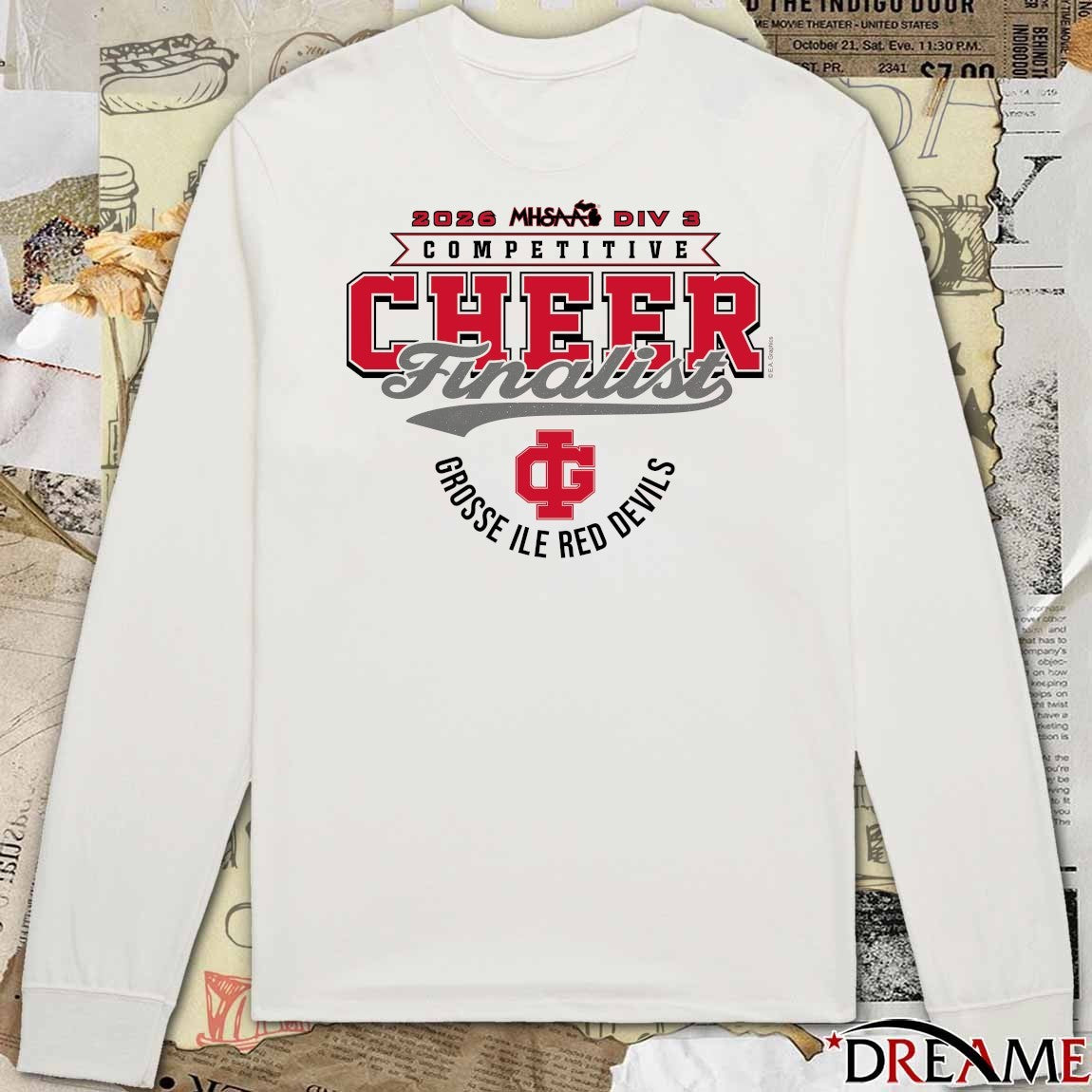 2026 MHSAA Competitive Cheer D3 Finalist Grosse Ile Red Devils t-shirt