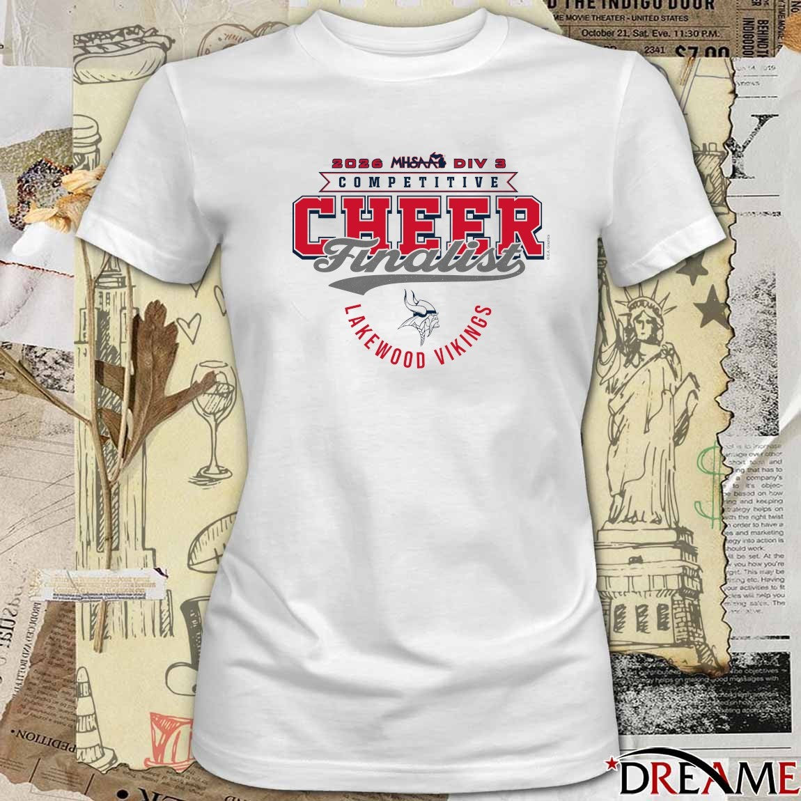 2026 MHSAA Competitive Cheer D3 Finalist Lakewood Vikings t-shirt