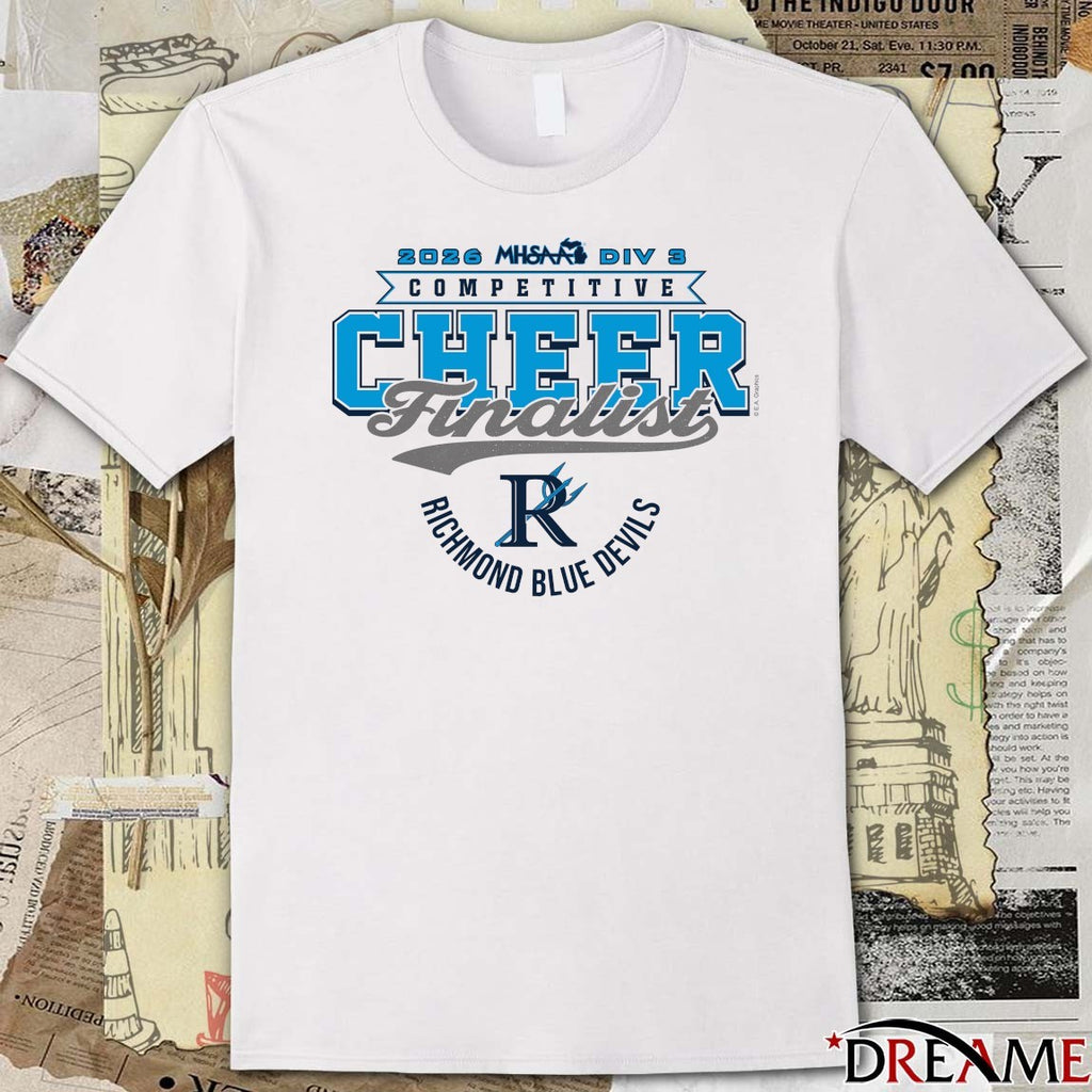 2026 MHSAA Competitive Cheer D3 Finalist Richmond Blue Devils t-shirt