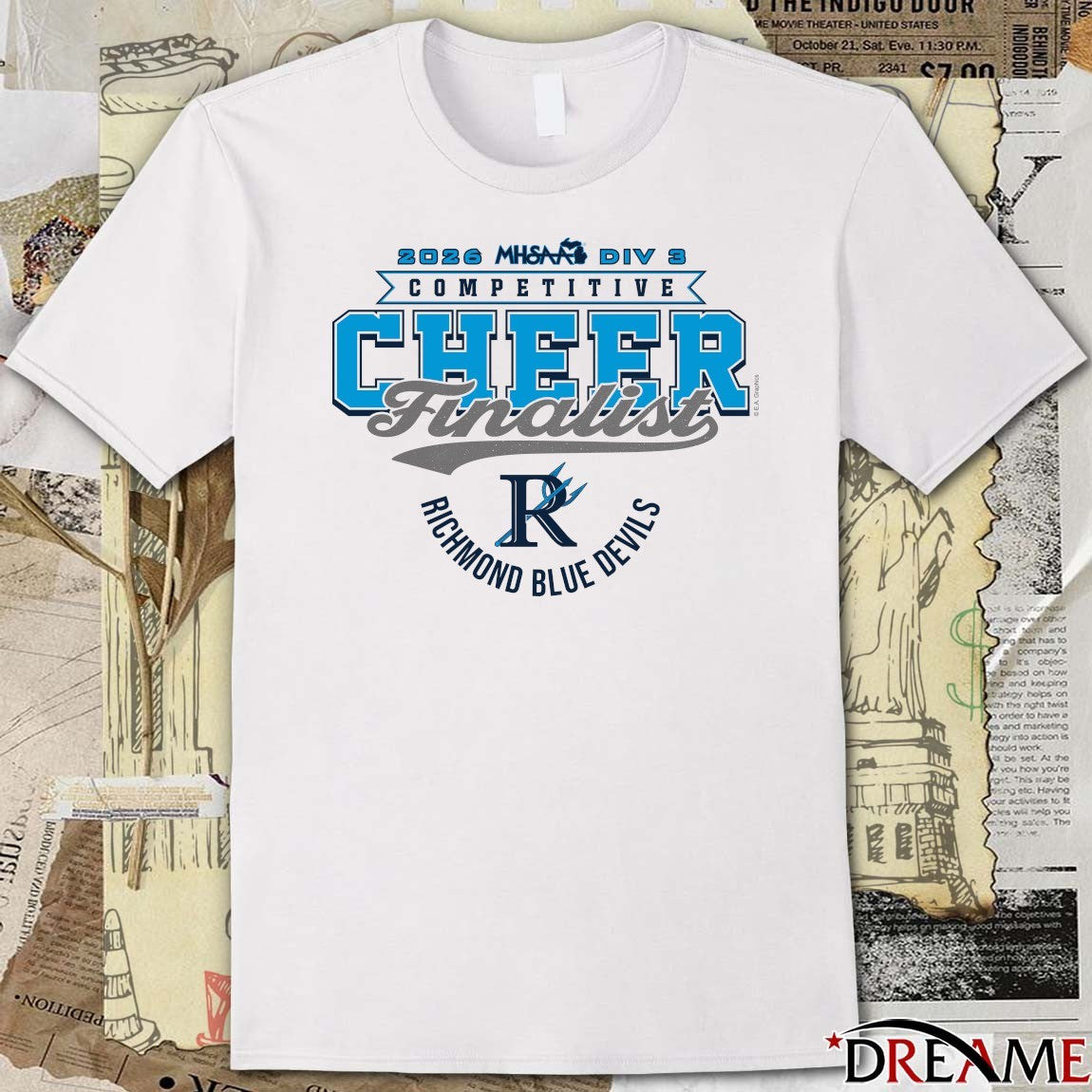 2026 MHSAA Competitive Cheer D3 Finalist Richmond Blue Devils t-shirt