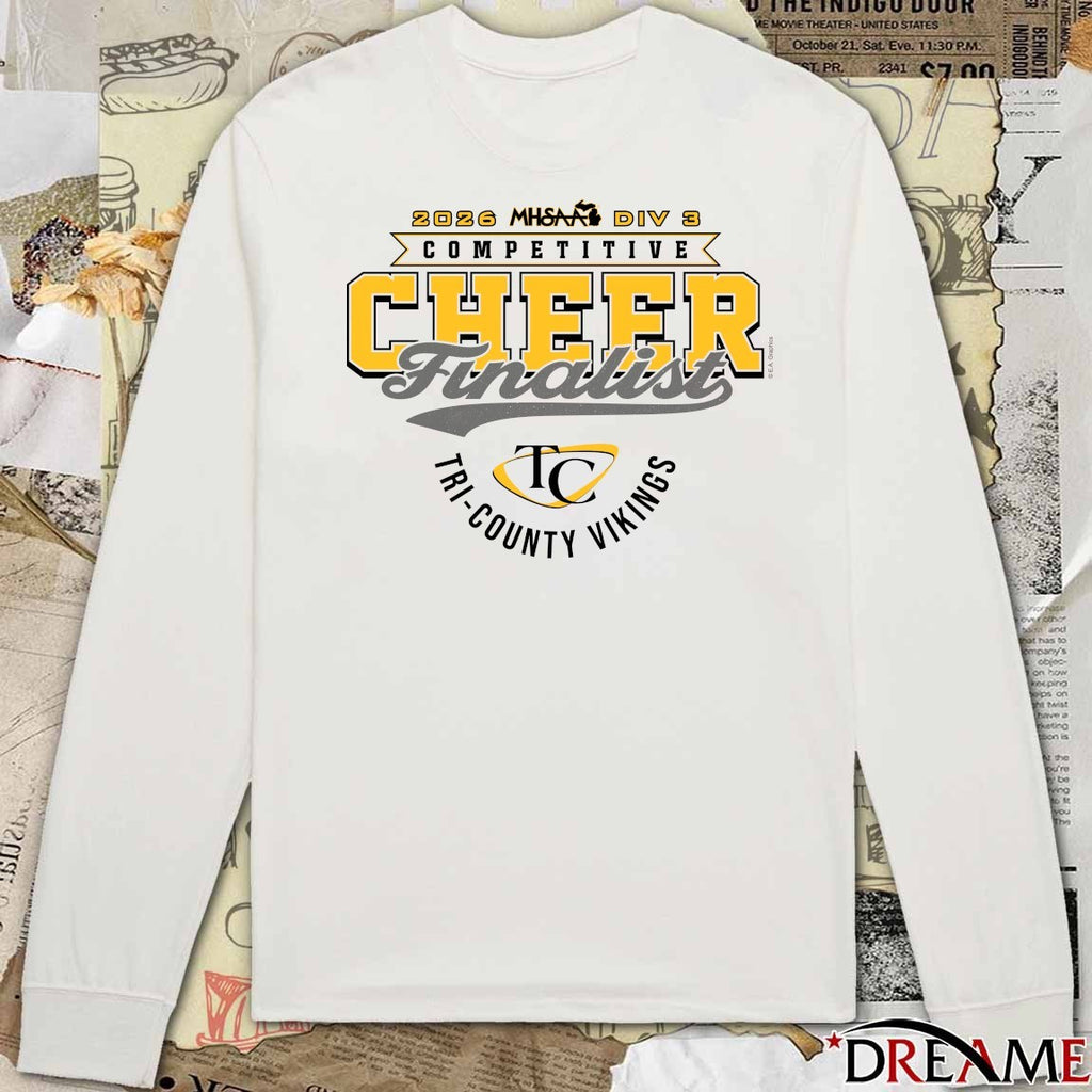 2026 MHSAA Competitive Cheer D3 Finalist Tri-County Vikings t-shirt