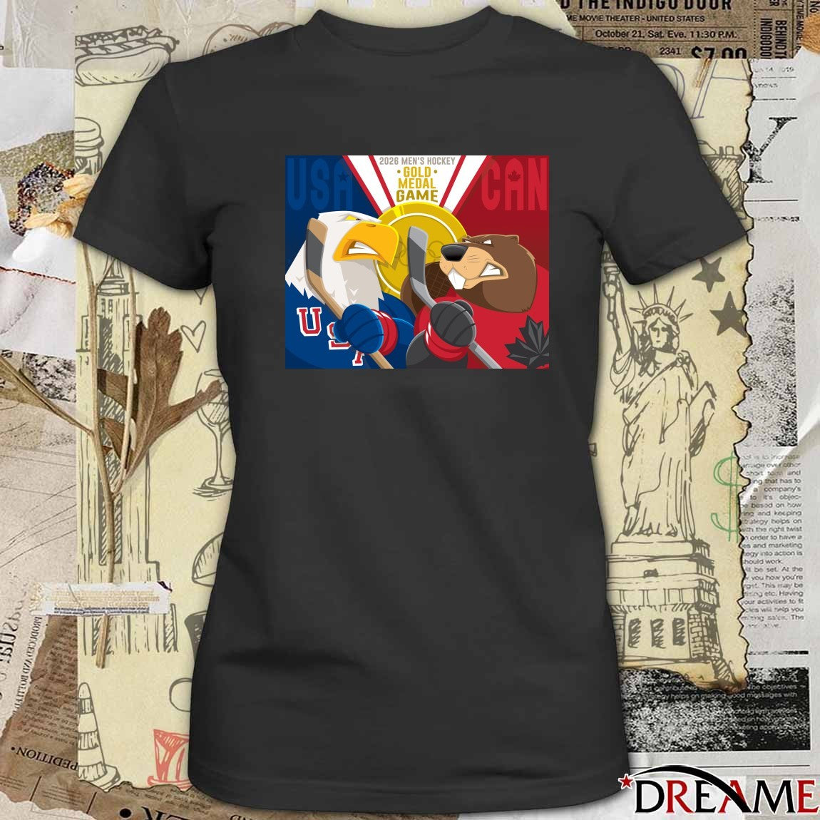 2026 Men’s Hockey Gold Medal Game USA Team Big Game Energy Mascot Poster t-shirt