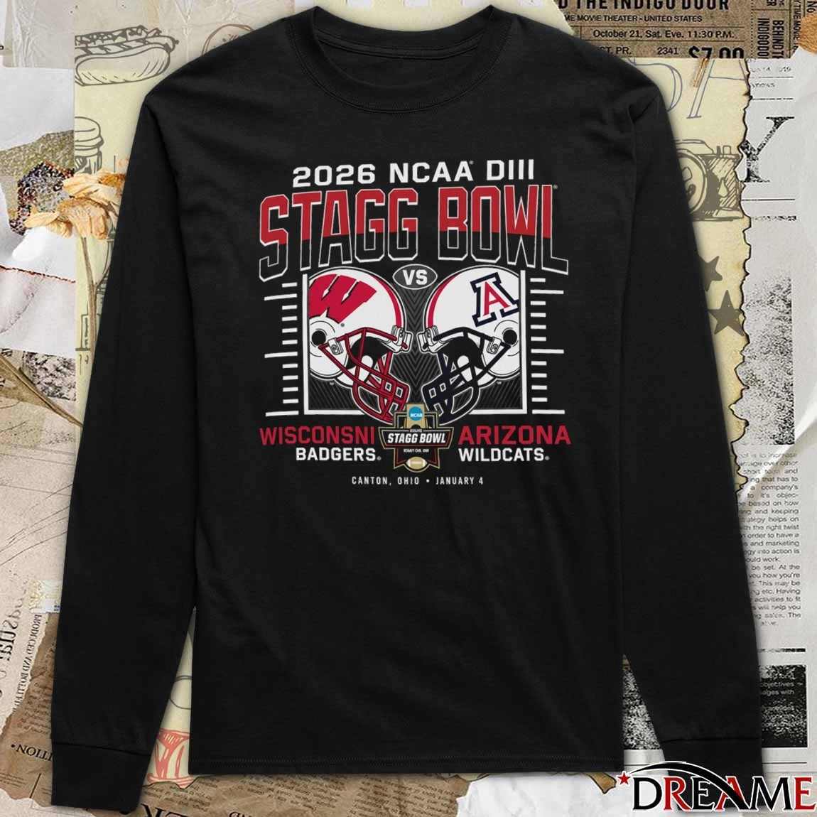2026 NCAA DII Stagg Bowl Canton Ohio Wisconsin Badgers vs Arizona Wildcats January 4 Helmets t-shirt