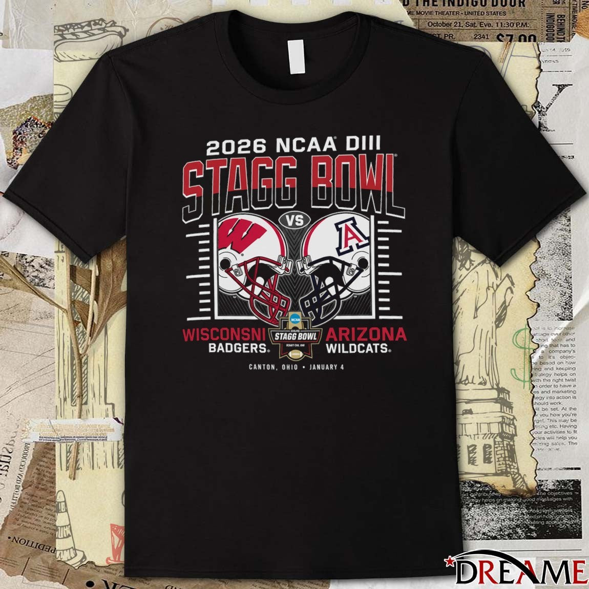 2026 NCAA DII Stagg Bowl Canton Ohio Wisconsin Badgers vs Arizona Wildcats January 4 Helmets t-shirt