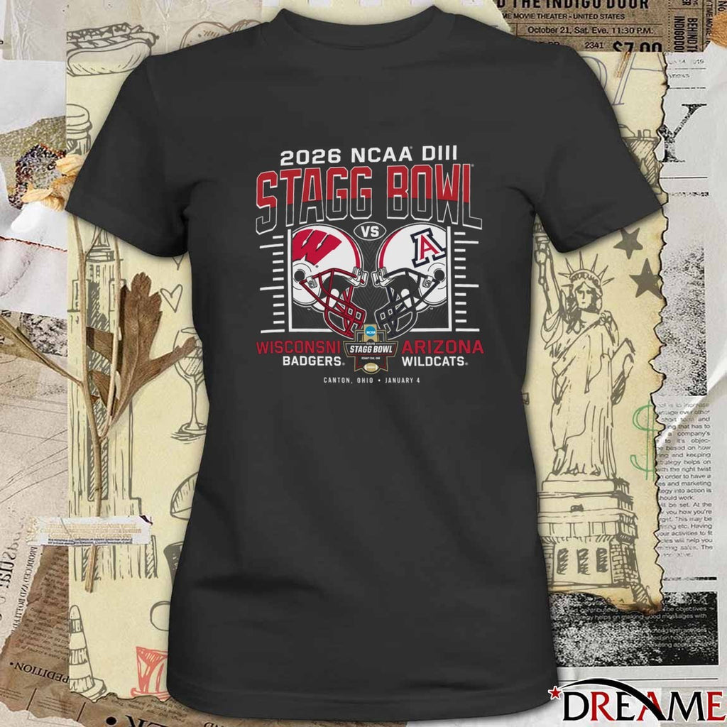 2026 NCAA DII Stagg Bowl Canton Ohio Wisconsin Badgers vs Arizona Wildcats January 4 Helmets t-shirt