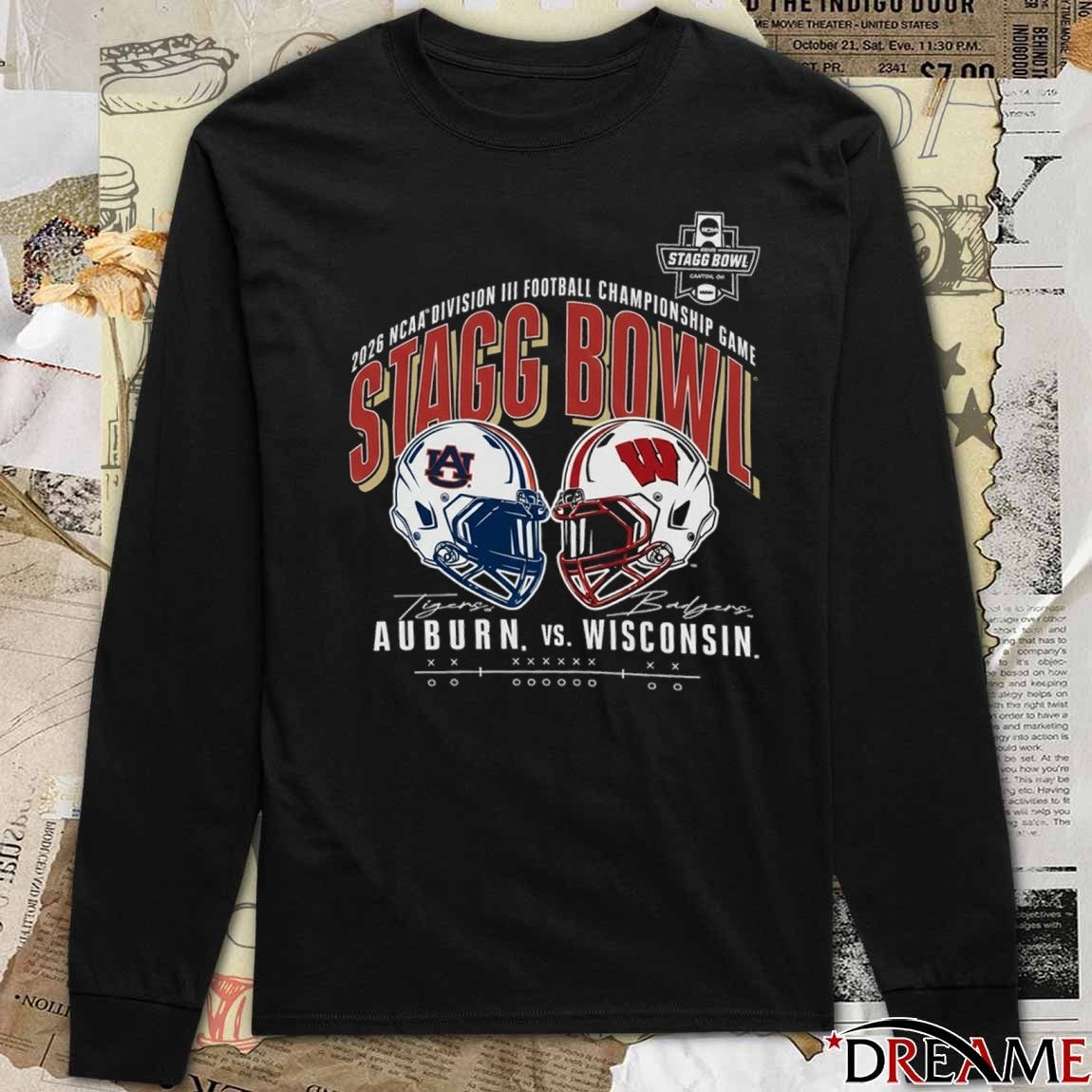 2026 NCAA DIII Football Championship Stagg Bowl Auburn Tigers vs Wisconsin Badgers Helmets t-shirt