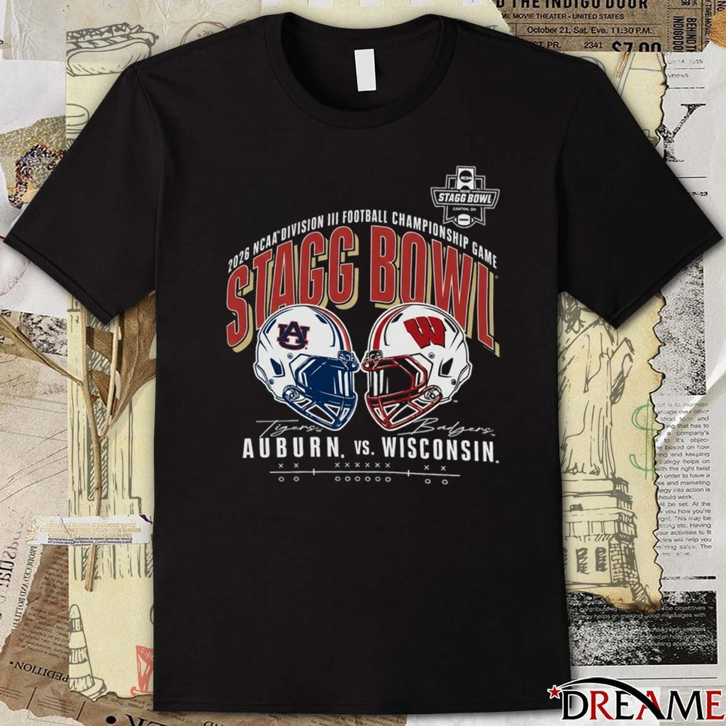 2026 NCAA DIII Football Championship Stagg Bowl Auburn Tigers vs Wisconsin Badgers Helmets t-shirt