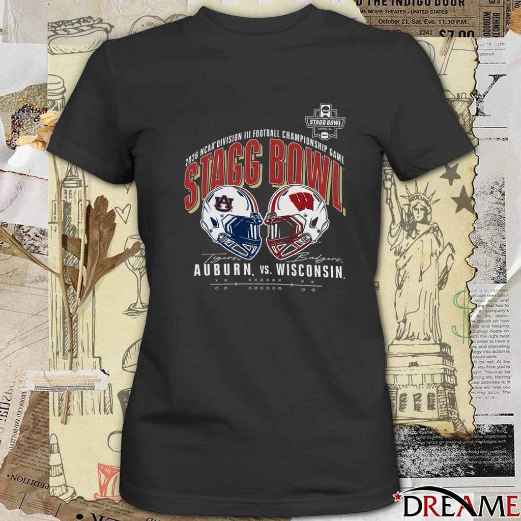 2026 NCAA DIII Football Championship Stagg Bowl Auburn Tigers vs Wisconsin Badgers Helmets t-shirt