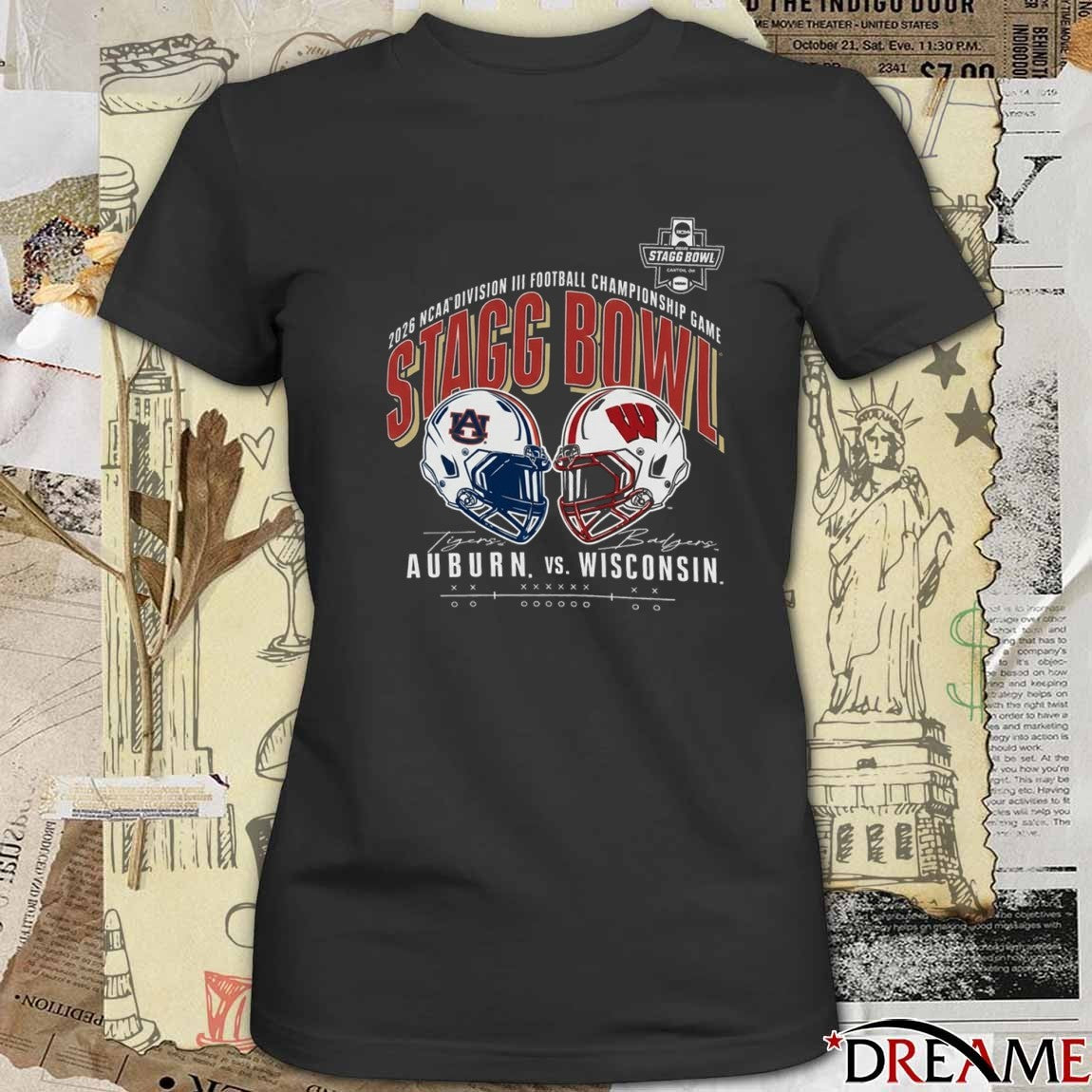 2026 NCAA DIII Football Championship Stagg Bowl Auburn Tigers vs Wisconsin Badgers Helmets t-shirt