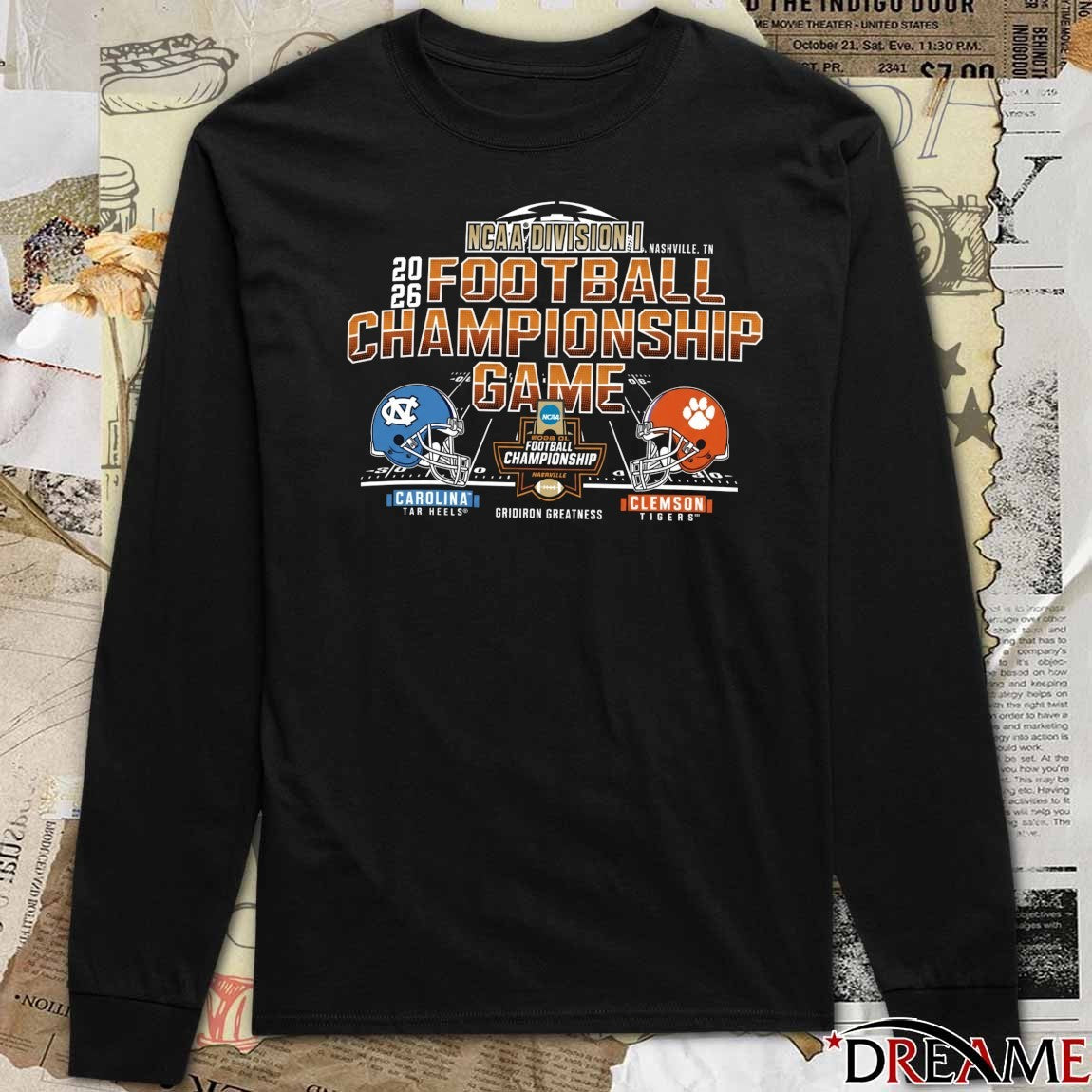 2026 NCAA Division I Nashville TN Football Championship Game North Carolina Tar Heels vs Clemson Tigers Gridiron Greatness Helmets t-shirt