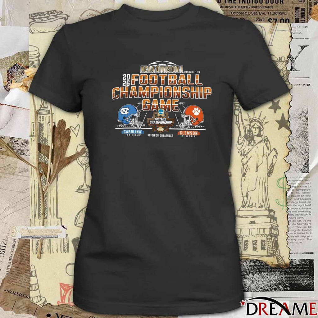 2026 NCAA Division I Nashville TN Football Championship Game North Carolina Tar Heels vs Clemson Tigers Gridiron Greatness Helmets t-shirt