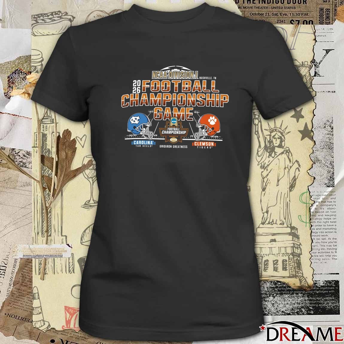 2026 NCAA Division I Nashville TN Football Championship Game North Carolina Tar Heels vs Clemson Tigers Gridiron Greatness Helmets t-shirt
