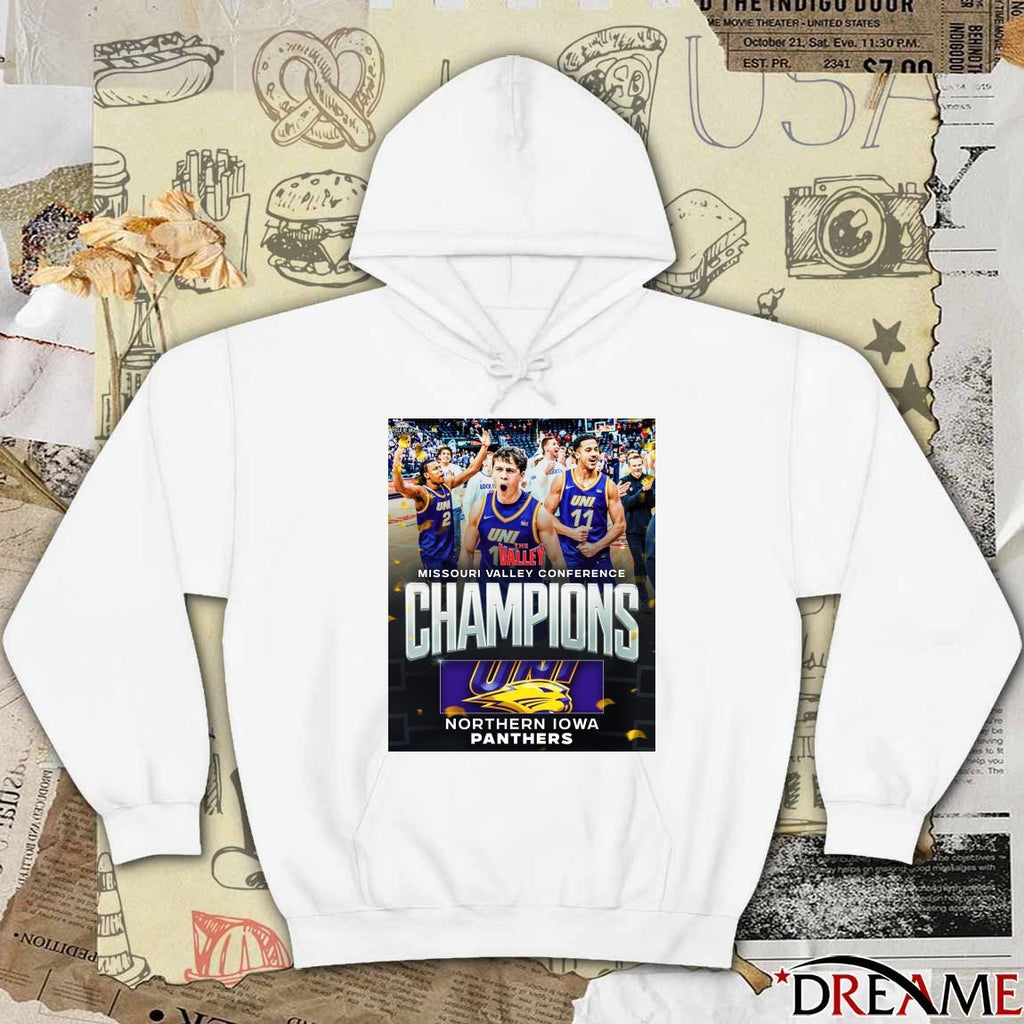 2026 Northern Iowa Panthers Basketball Champions Missouri Valley Conference Poster t-shirt