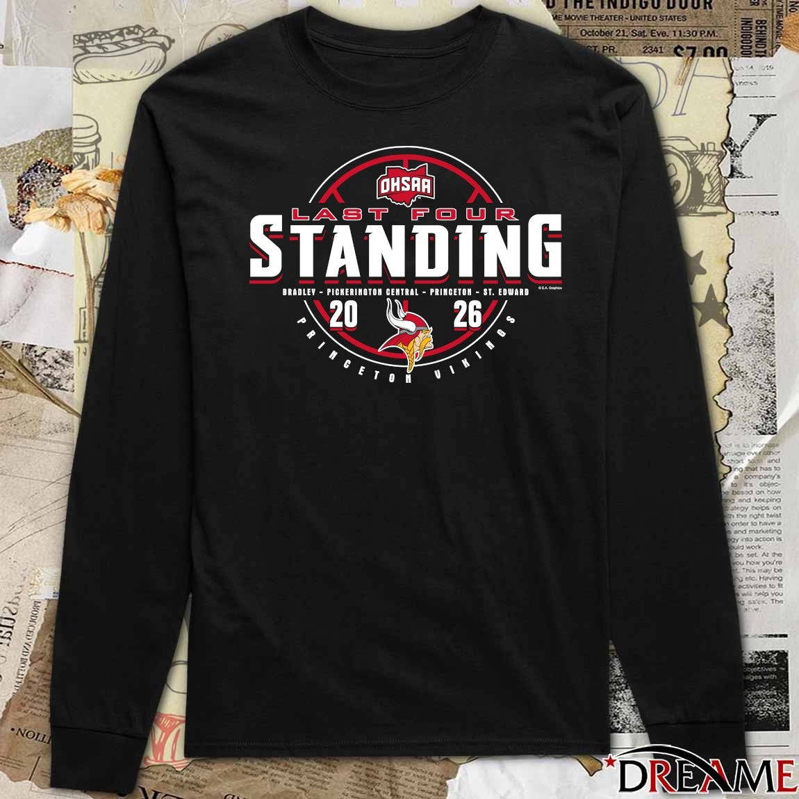 2026 OHSAA Boys Basketball D1 Last Four Standing Princeton Vikings t-shirt