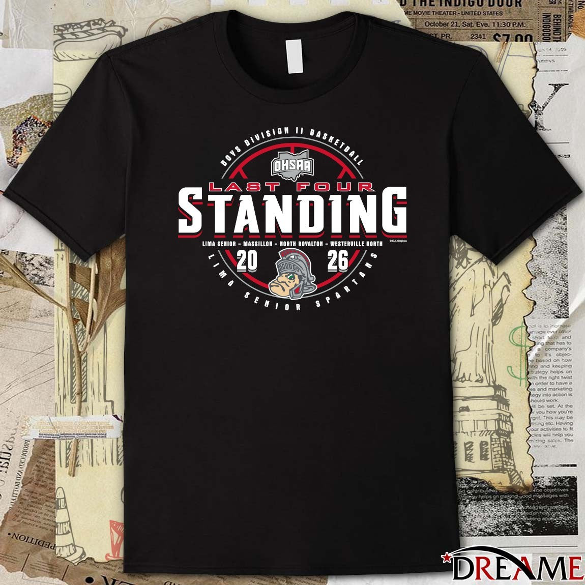 2026 OHSAA Boys Basketball D2 Last Four Standing Lima Senior Spartans t-shirt