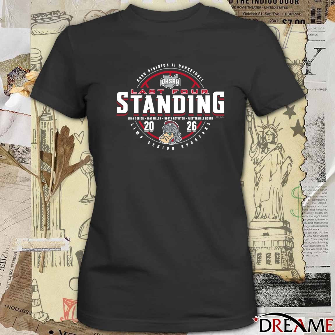 2026 OHSAA Boys Basketball D2 Last Four Standing Lima Senior Spartans t-shirt