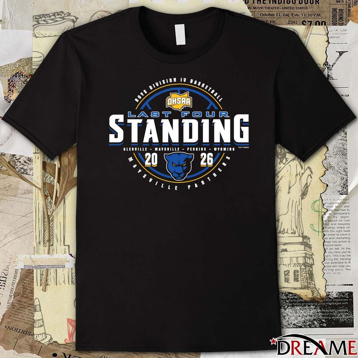 2026 OHSAA Boys Basketball D4 Last Four Standing Maysville Panthers t-shirt
