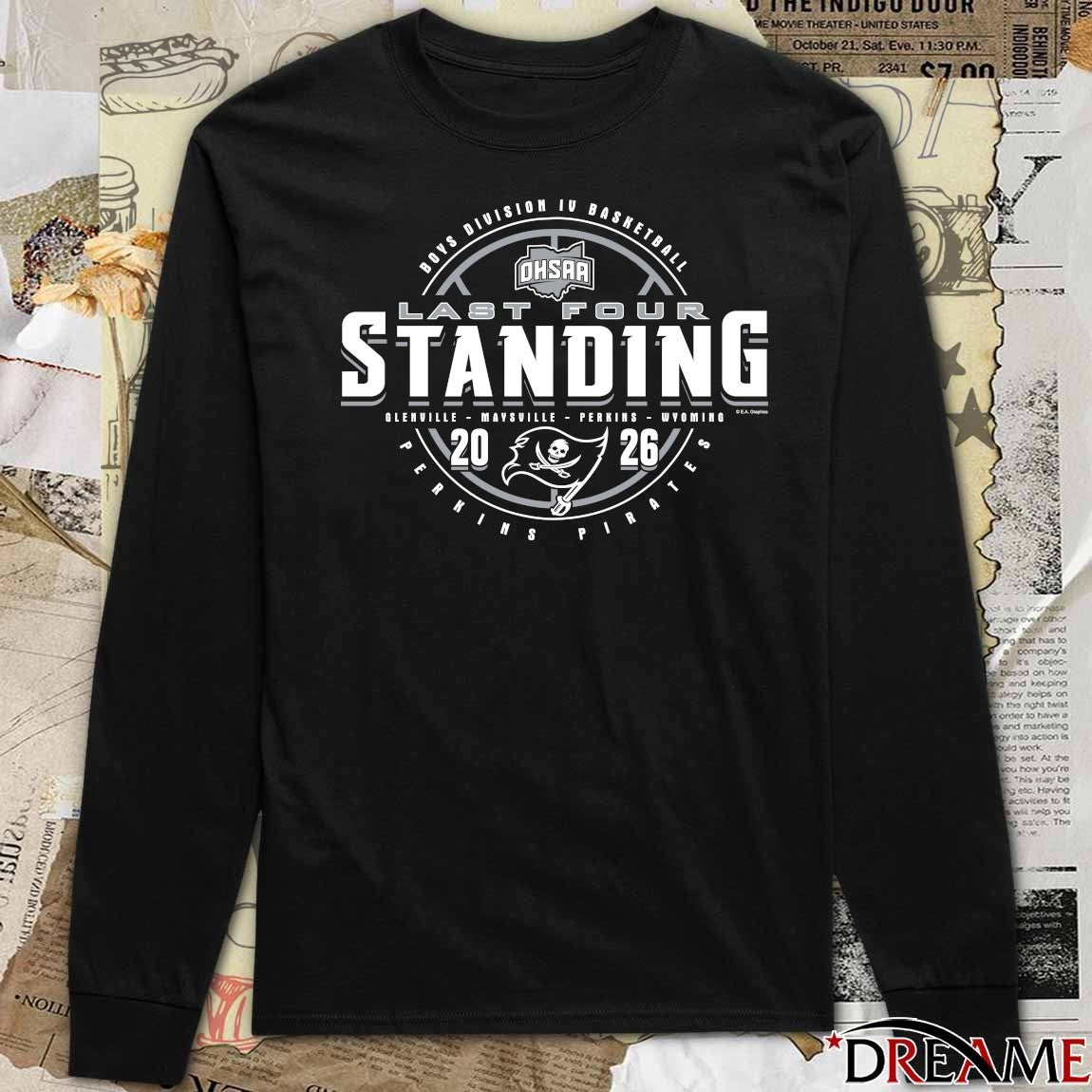 2026 OHSAA Boys Basketball D4 Last Four Standing Perkins Pirates t-shirt