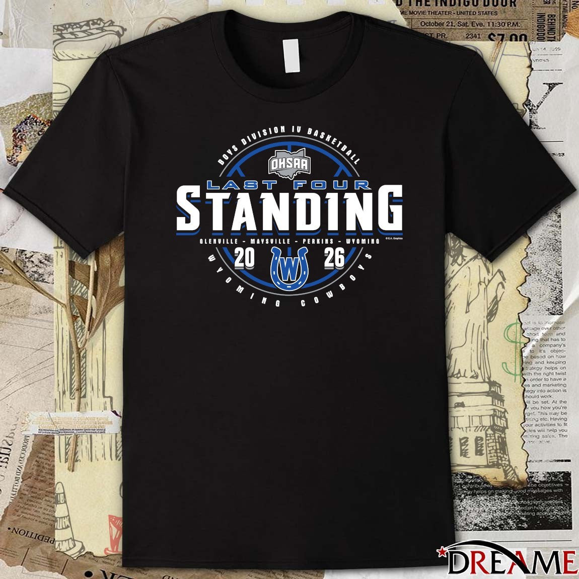 2026 OHSAA Boys Basketball D4 Last Four Standing Wyoming Cowboys t-shirt