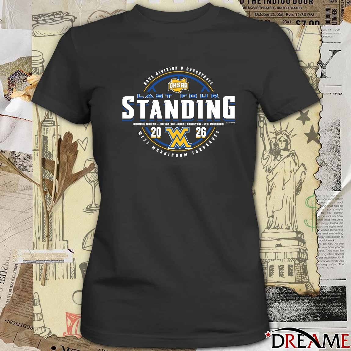 2026 OHSAA Boys Basketball D5 Last Four Standing West Muskingum Tornadoes t-shirt