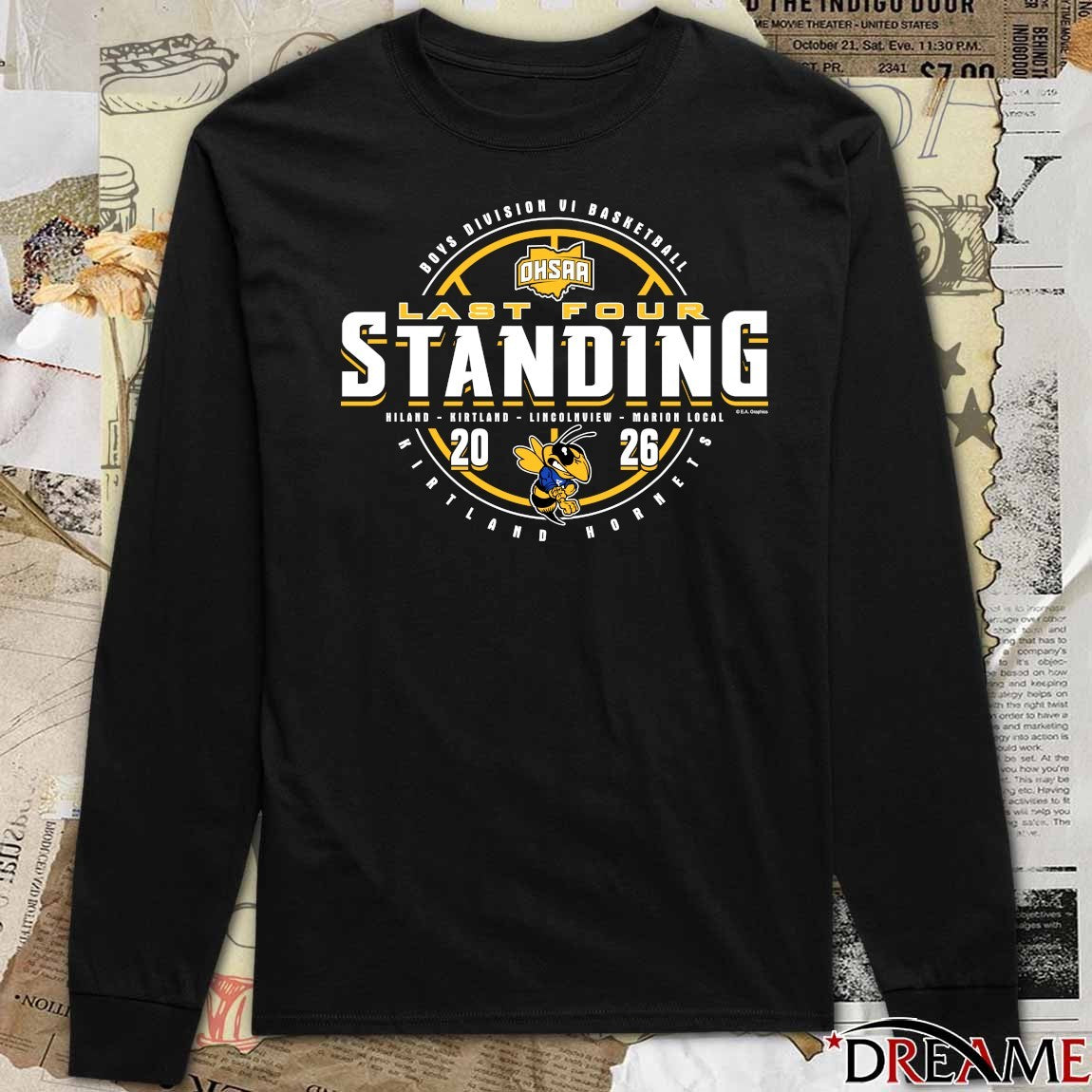 2026 OHSAA Boys Basketball D6 Last Four Standing Kirtland Hornets t-shirt