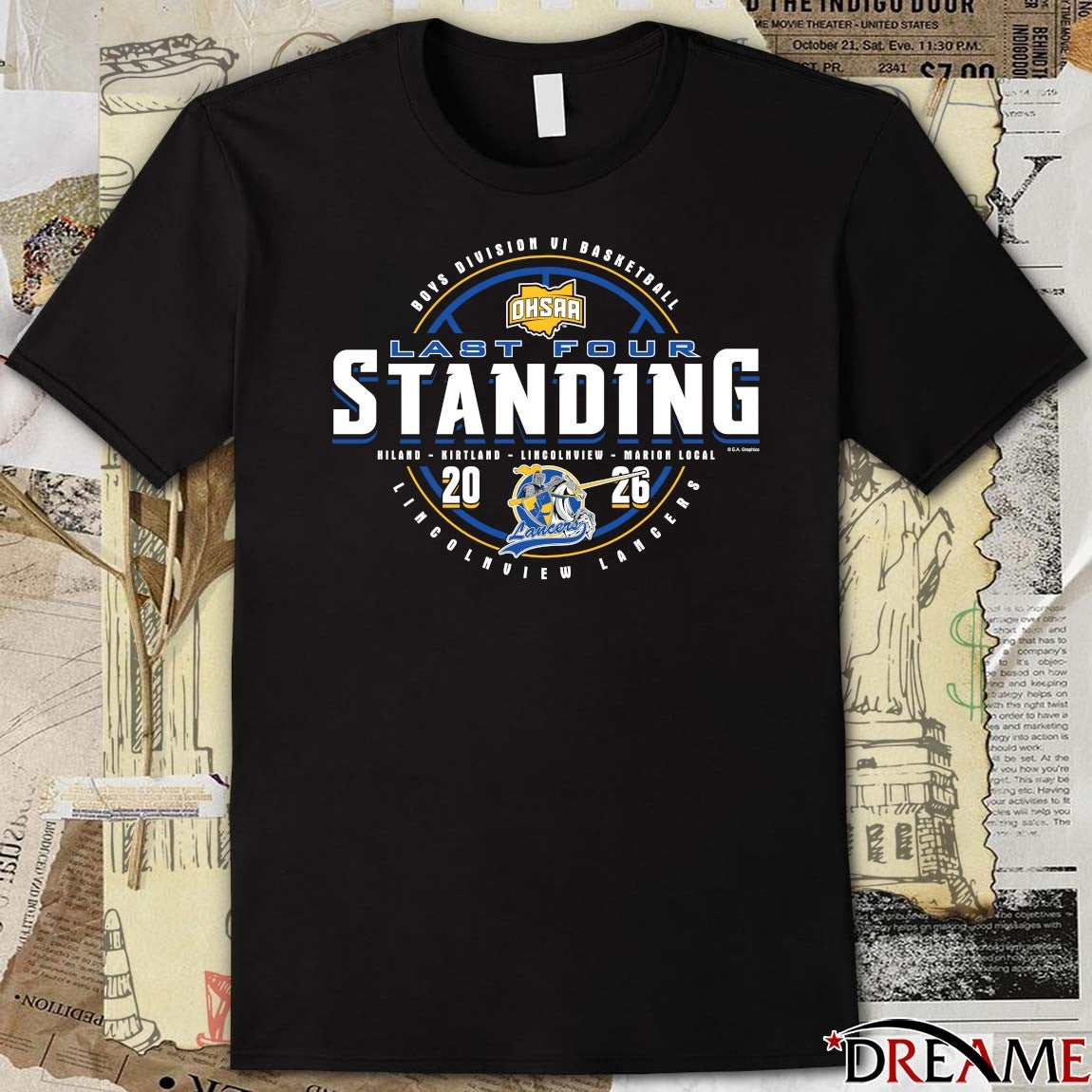 2026 OHSAA Boys Basketball D6 Last Four Standing Lincolnview Lancers t-shirt