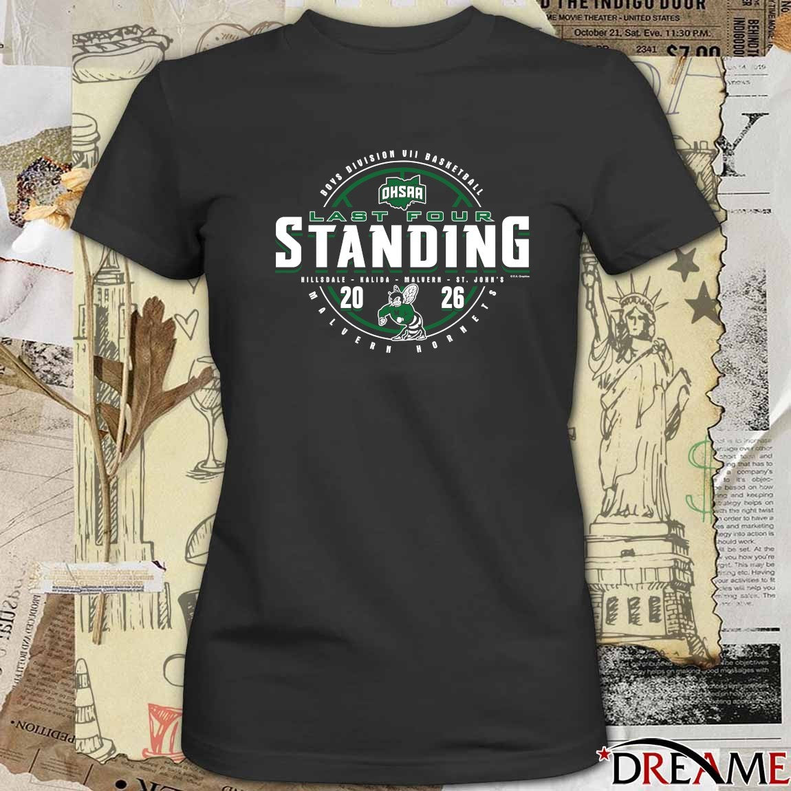 2026 OHSAA Boys Basketball D7 Last Four Standing Malvern Hornets t-shirt