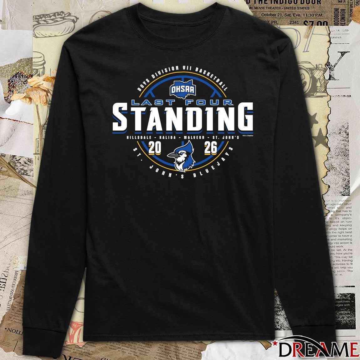2026 OHSAA Boys Basketball D7 Last Four Standing St. John’s Bluejays t-shirt