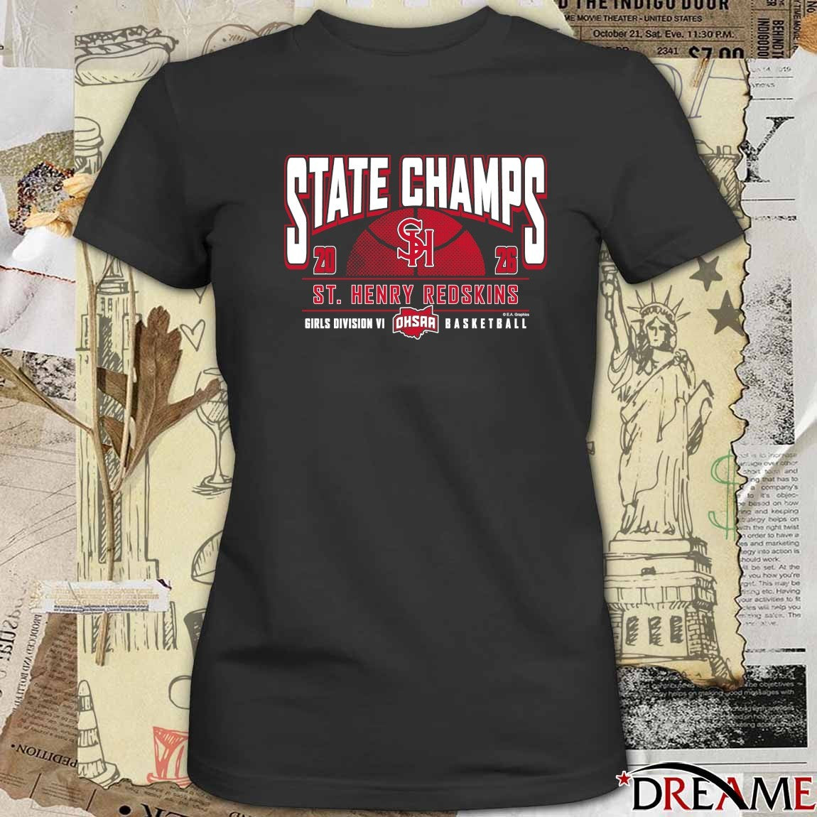 2026 OHSAA Girls Basketball D6 State Champions St. Henry Redskins t-shirt