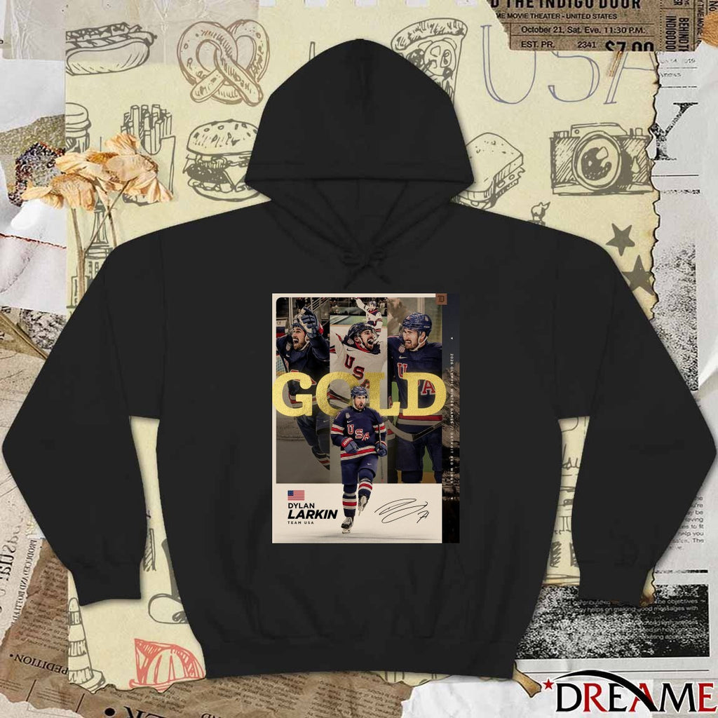 2026 Olympic Winter Games Detroit Red Wings Dylan Larkin Team USA Gold Medal Signature t-shirt