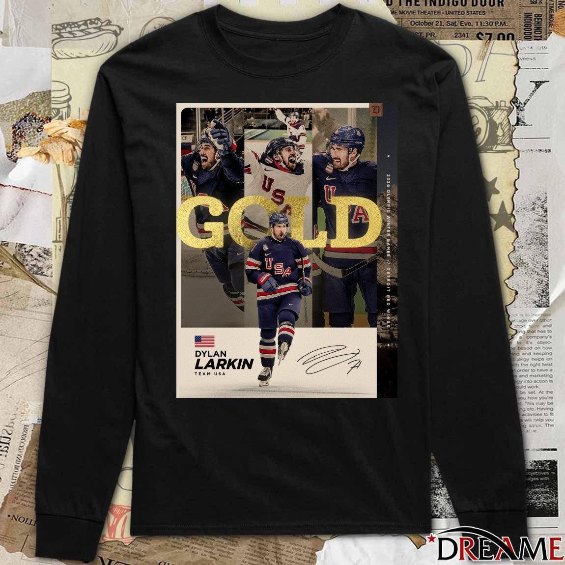 2026 Olympic Winter Games Detroit Red Wings Dylan Larkin Team USA Gold Medal Signature t-shirt
