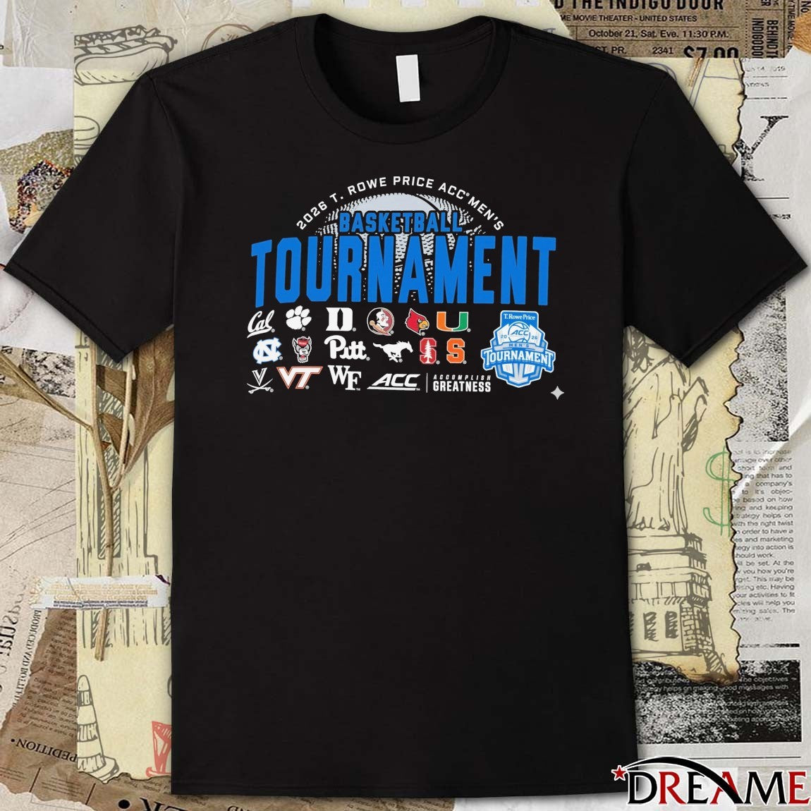 2026 T. Rowe Price Acc Men’s Basketball Tournament Team Logos For Atlantic Coast Conference t-shirt