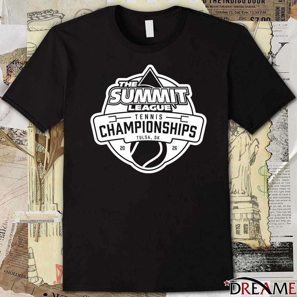 2026 The Summit League Tennis Championships Held In Tulsa, OK Logo Black And White t-shirt
