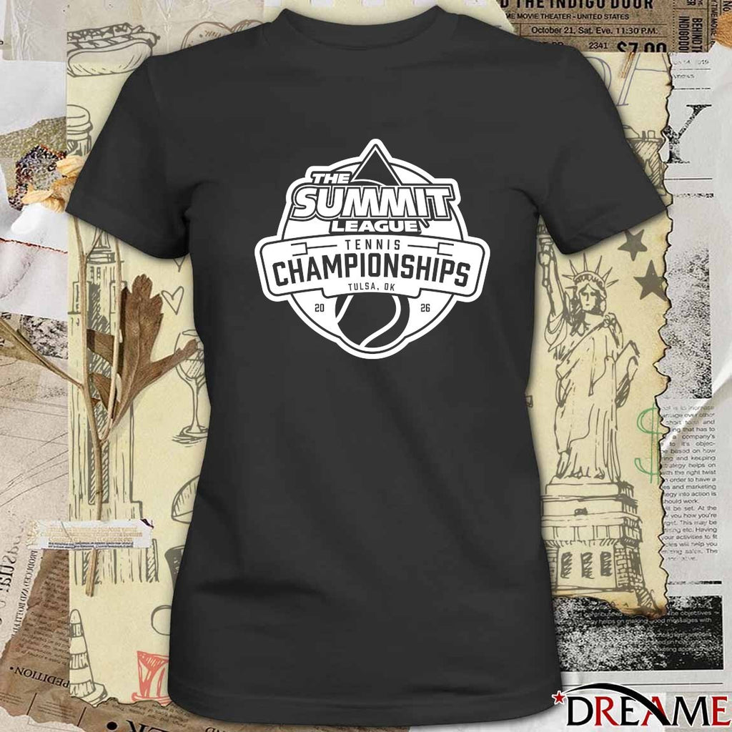 2026 The Summit League Tennis Championships Held In Tulsa, OK Logo Black And White t-shirt