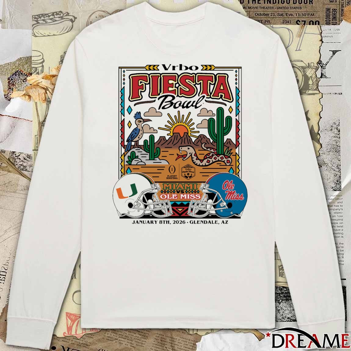 2026 Vrbo Fiesta Bowl Miami Vs Ole Miss Matchup Desert Dudes Glendale AZ t-shirt