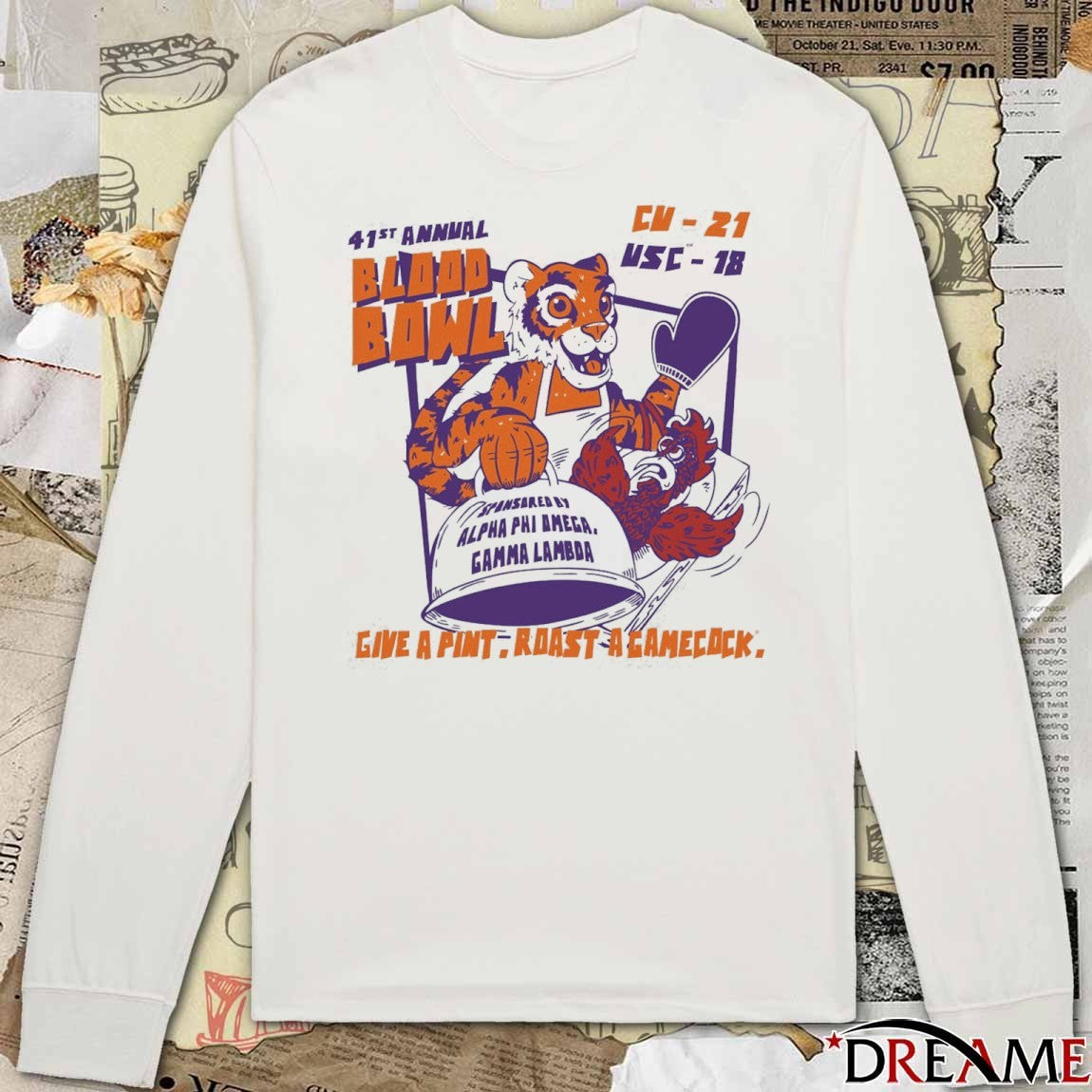41St Annual Blood Bowl Clemson Tigers 21 18 USC Give A Pint Roast A Gamecock t-shirt