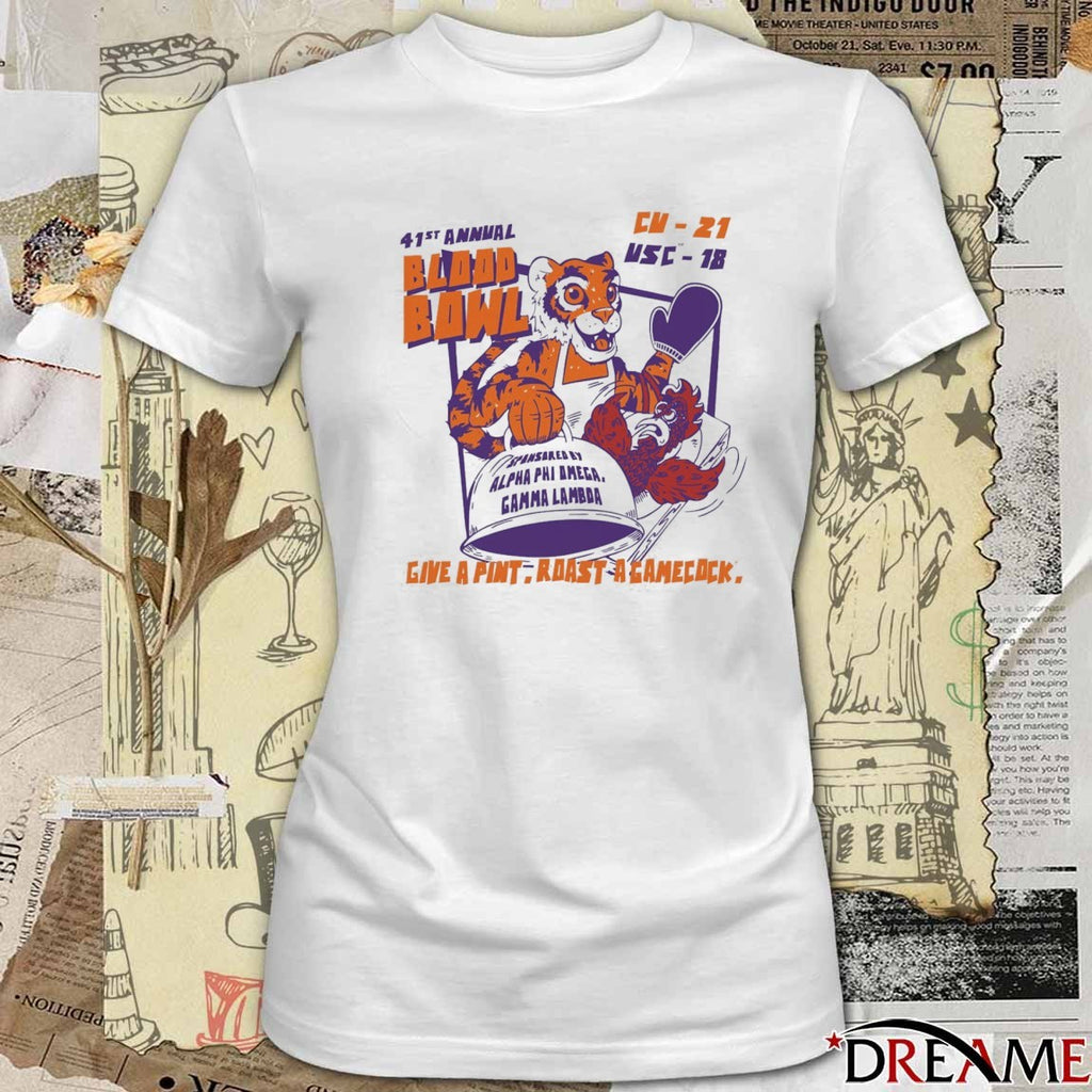 41St Annual Blood Bowl Clemson Tigers 21 18 USC Give A Pint Roast A Gamecock t-shirt