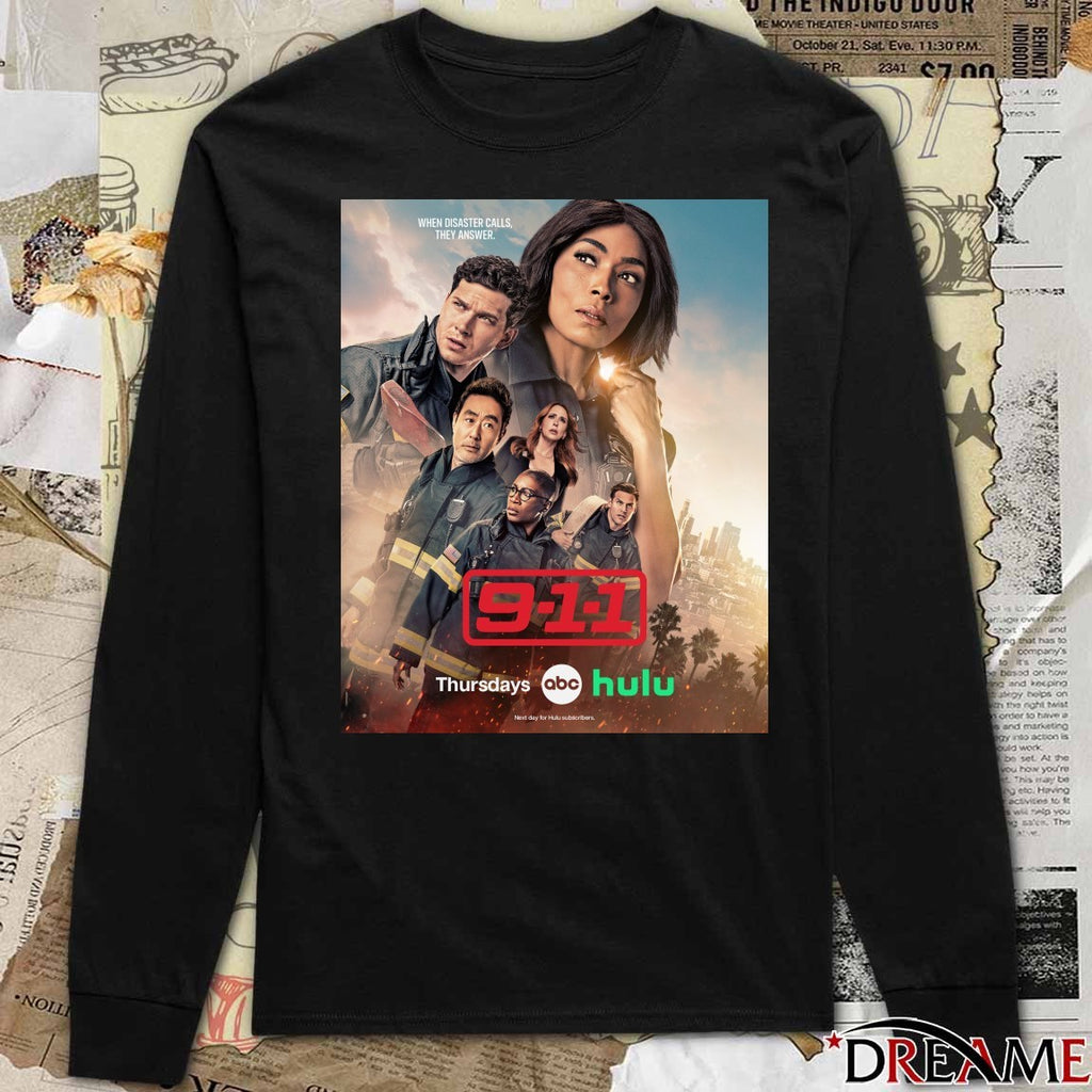 9-1-1 When Disaster Calls They Answer Season 9 Cast Poster t-shirt