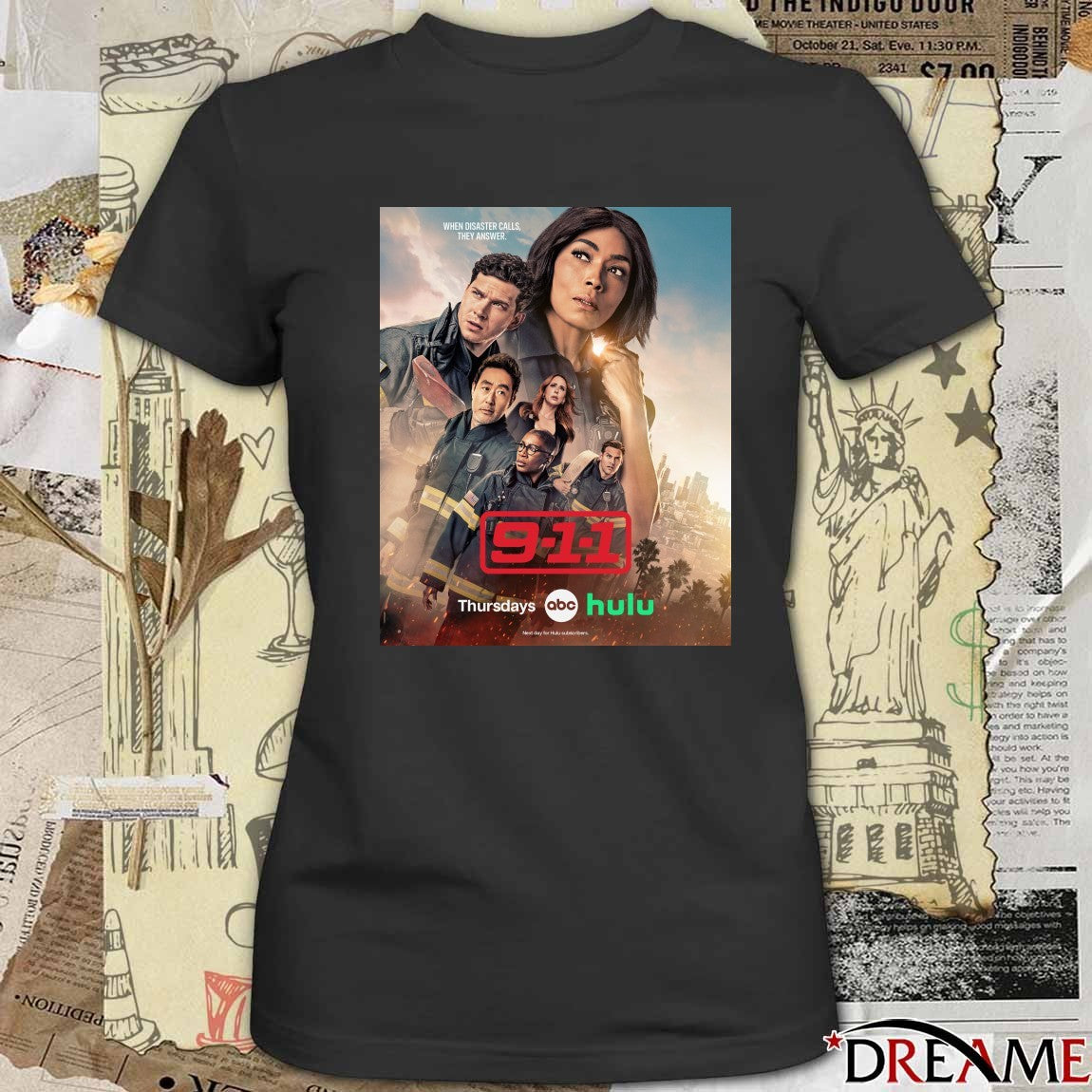 9-1-1 When Disaster Calls They Answer Season 9 Cast Poster t-shirt