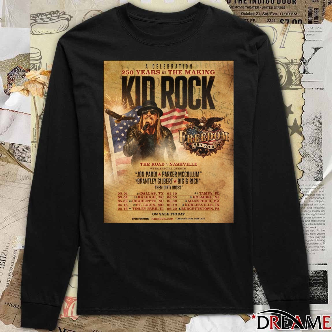 A Celebration 250 Years In The Making Kid Rock The Road To Nashville May 01 – 16 2026 Poster t-shirt