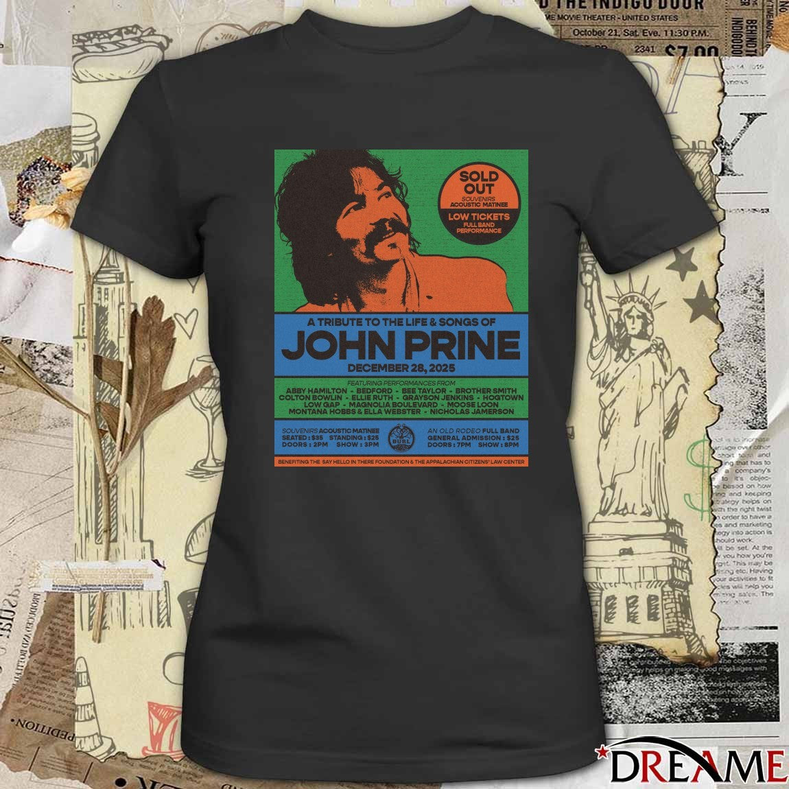 A Tribute to the Life and Songs of John Prine December 28 2025 Poster t-shirt